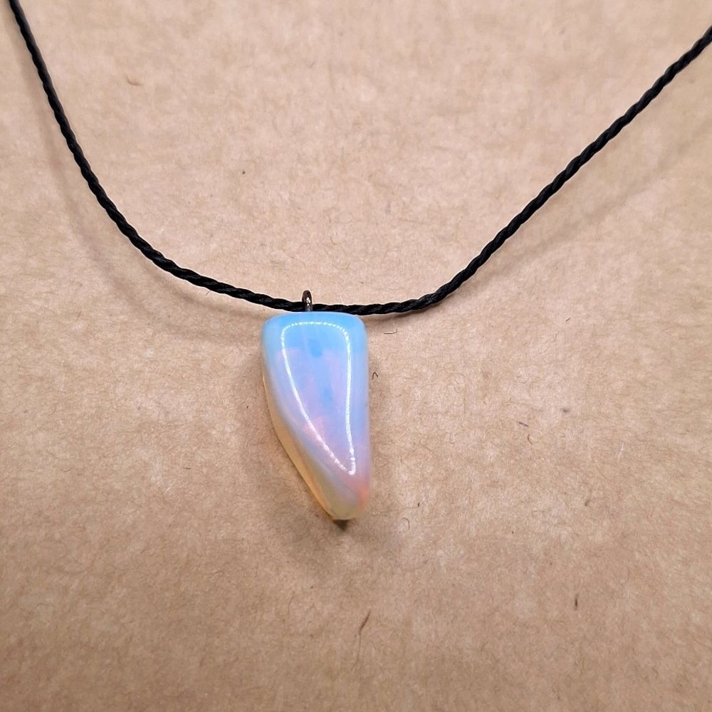 Opal pendant necklace adjustable corded necklace